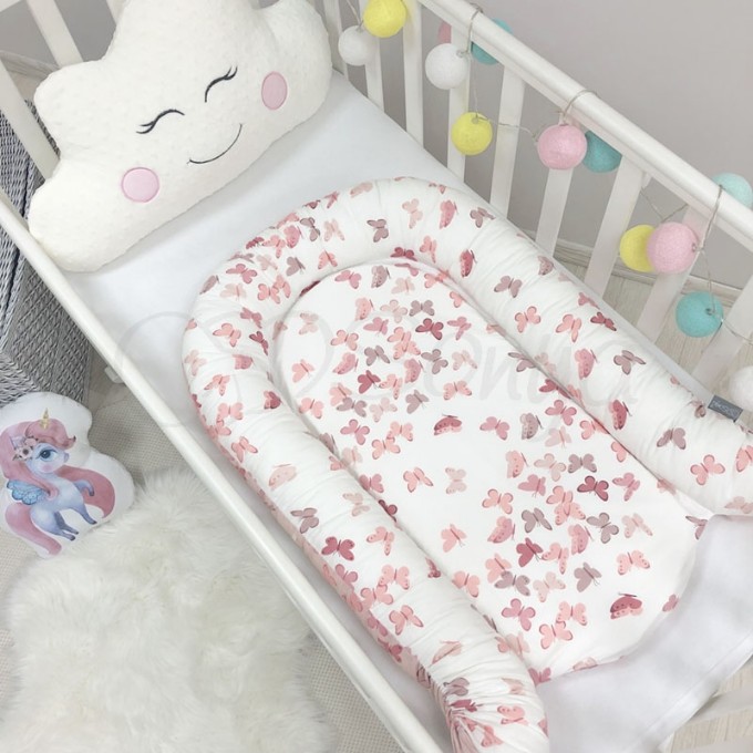 Protectie somn – Baby Nest Fluturi roz